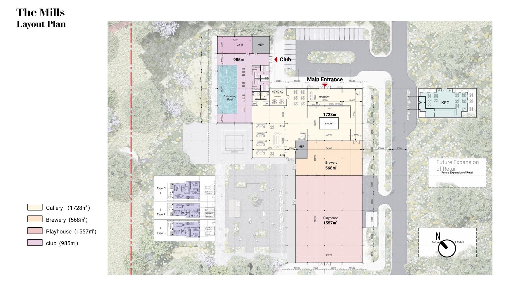 The Mills concept layout with Gallery, Brewery, Playhouse and Club
