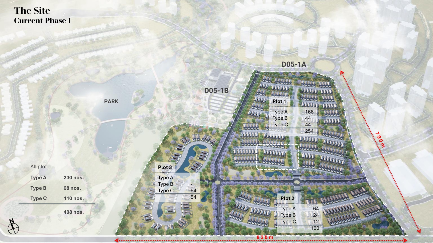 Phase One residential site layout showing the three plots