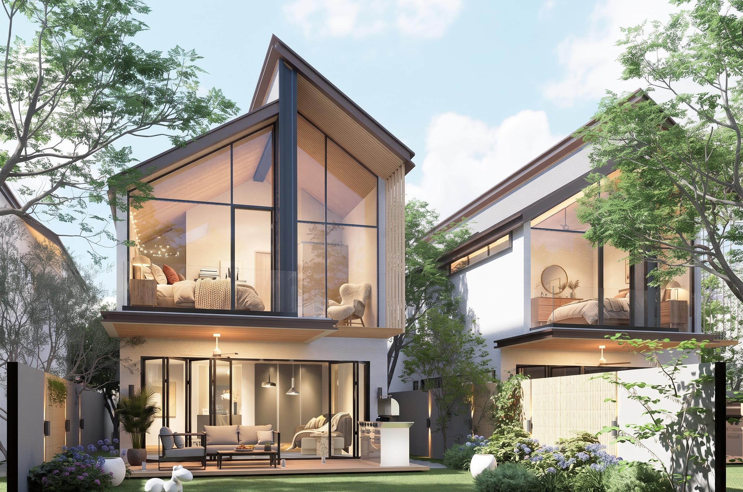 Type A garden elevation and covered terrace
